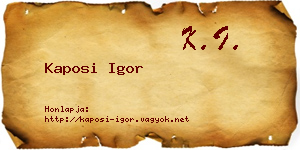 Kaposi Igor névjegykártya